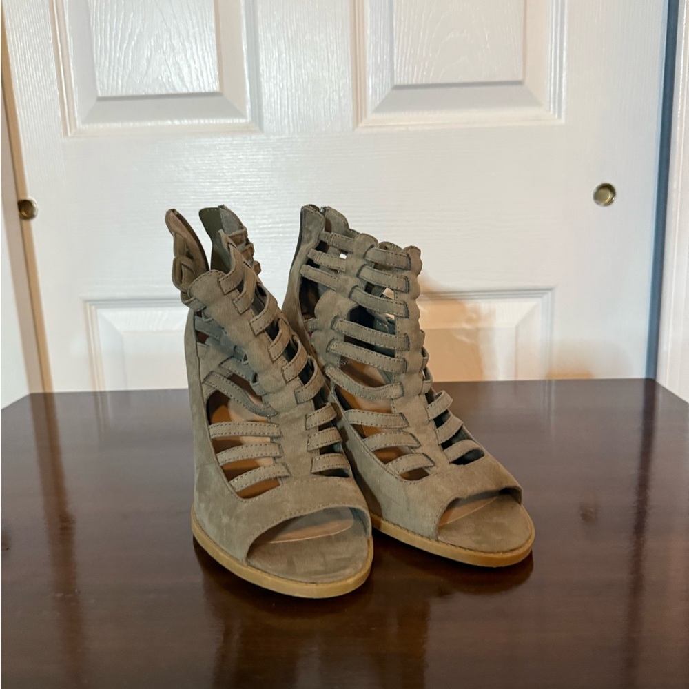 G by Guess Taupe Gladiator Sandals